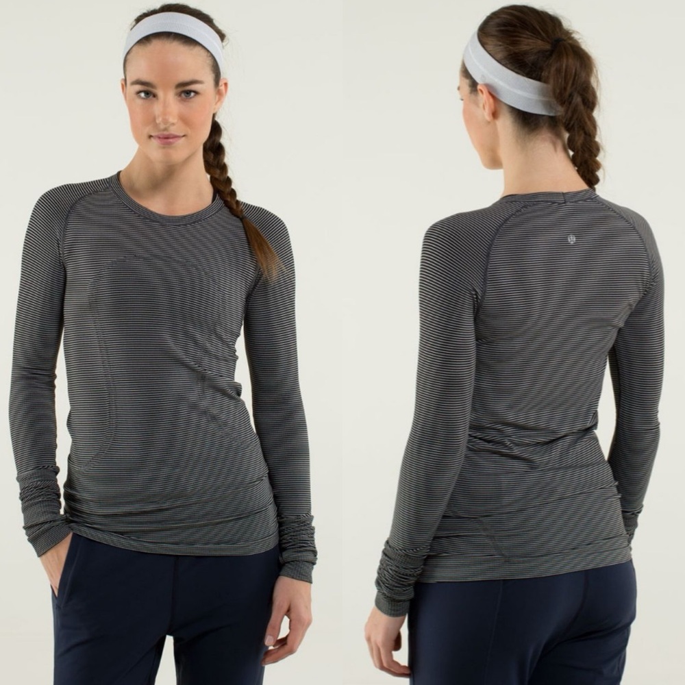 Lululemon Run: Swiftly Tech Long Sleeve *Stripe Black Size 4